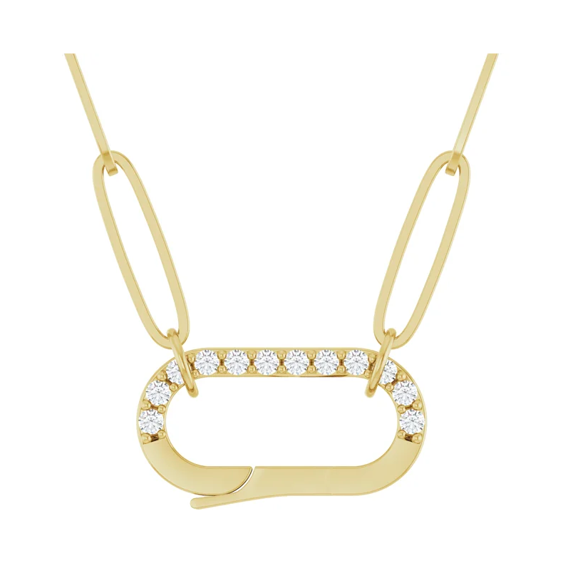 14K Solid Gold Natural Diamond Charm 16" Necklace