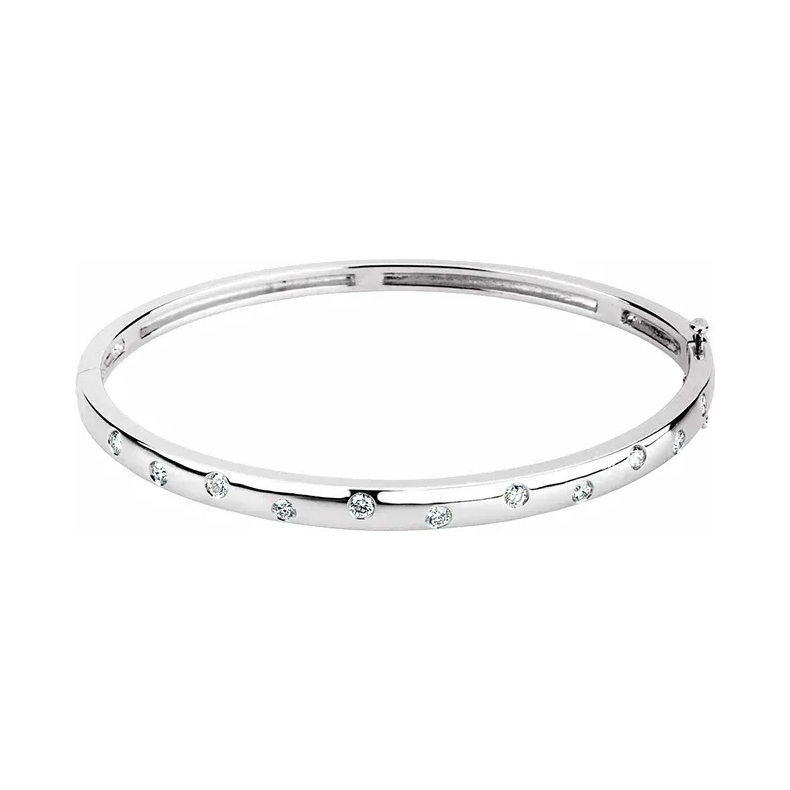 14K Gold Diamond Bangle 6 3/4" Bracelet