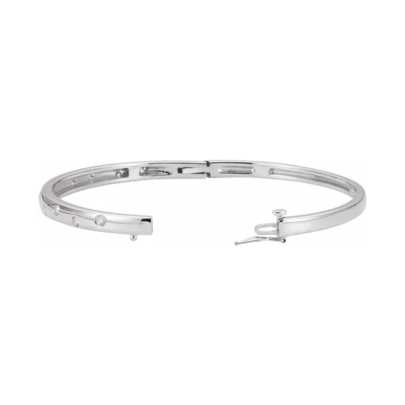14K Gold Diamond Bangle 6 3/4" Bracelet