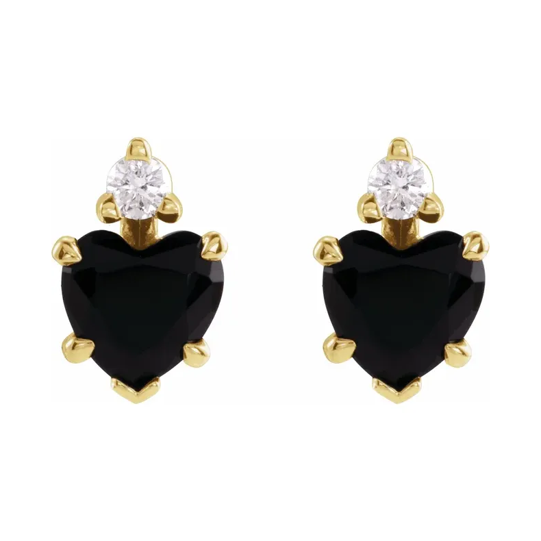 14K yellow gold Natural Mozambique Garnet with diamond stud earrings