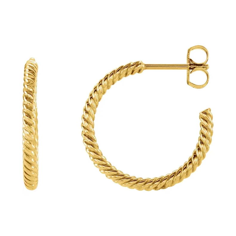 14K Yellow Rope Hoop Earrings