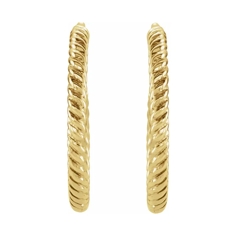 14K Yellow Rope Hoop Earrings
