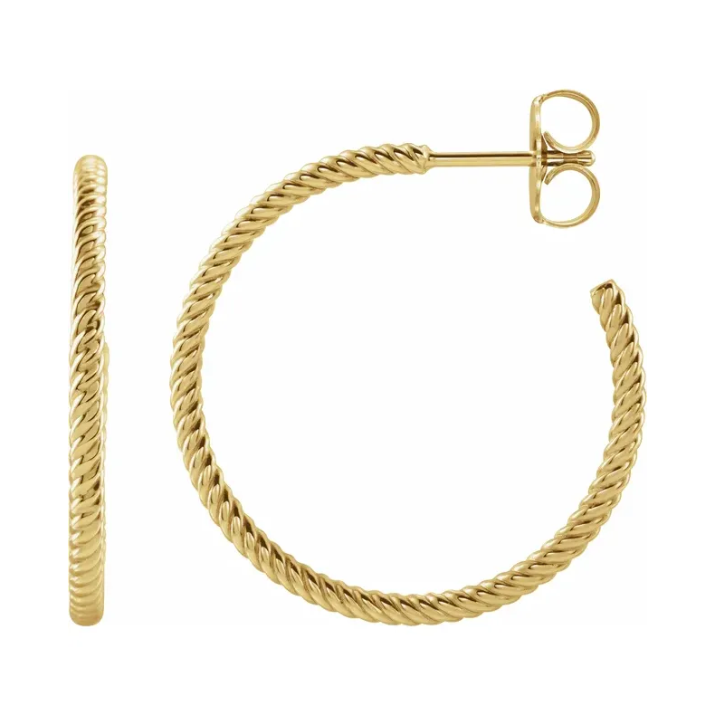 14K Yellow Rope Hoop Earrings