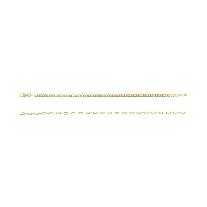 14K Yellow Curb & Paperclip-Style Chain Necklace