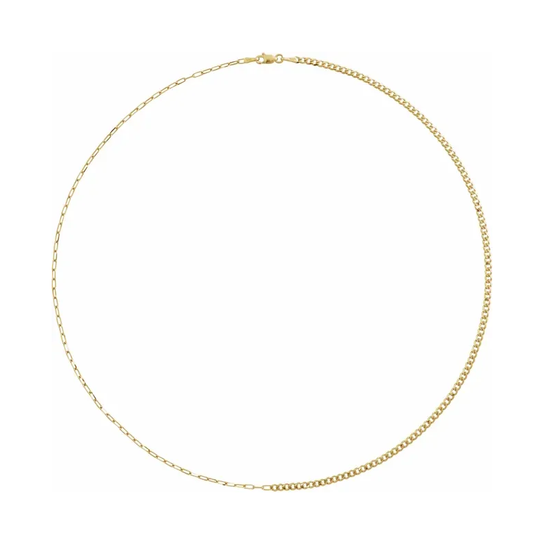 14K Yellow Curb & Paperclip-Style Chain Necklace