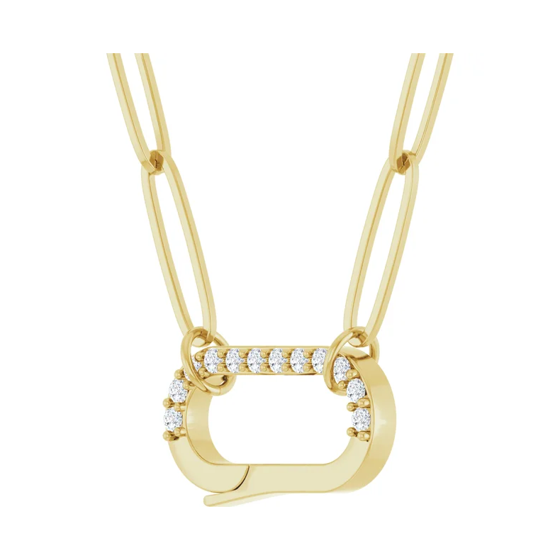 14K Solid Gold Natural Diamond Charm 16" Necklace