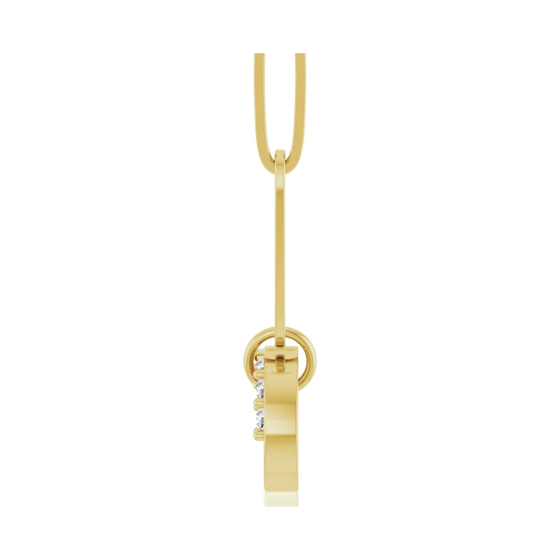 14K Solid Gold Natural Diamond Charm 16" Necklace