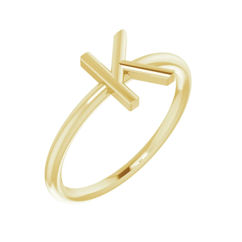 14K Yellow Initial Ring