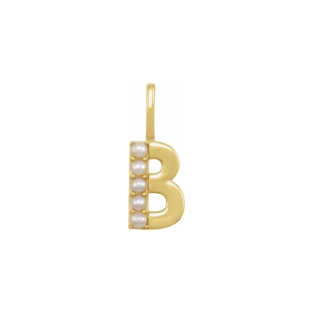 Mini pearls initial charmpendant
