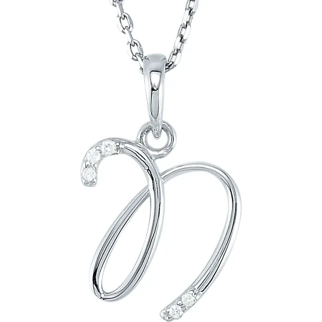 14K Yellow .03 CTW Natural Diamond Initial Necklace