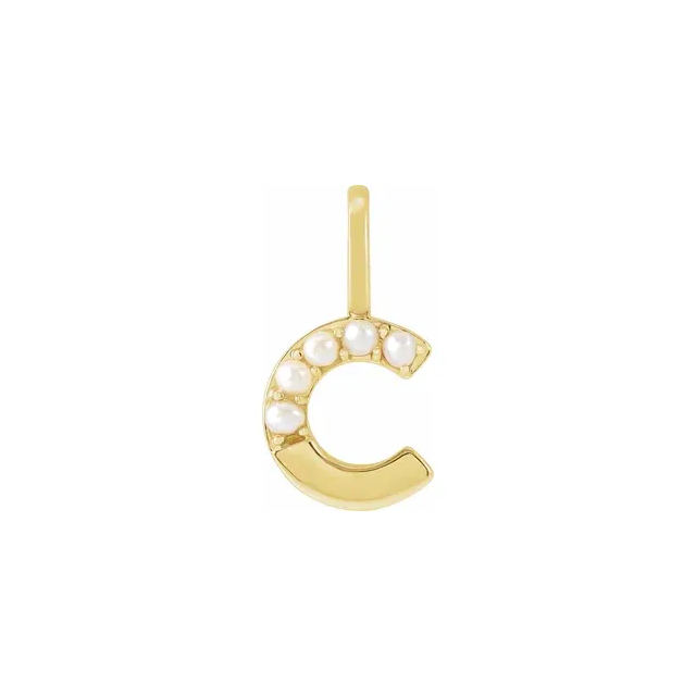 Mini pearls initial charmpendant
