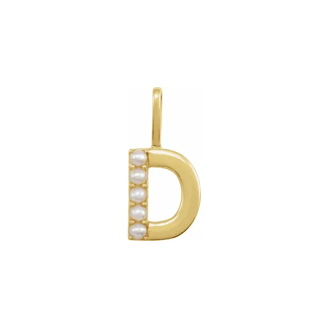 Mini pearls initial charmpendant