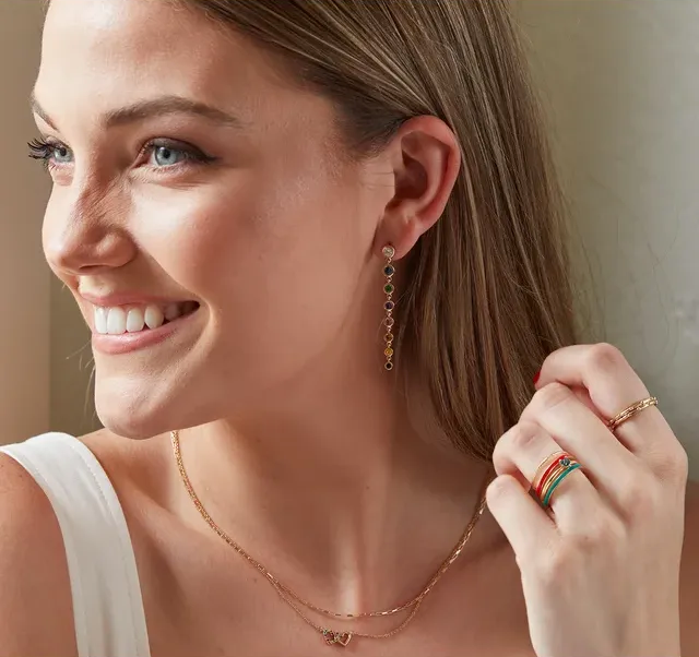 Multi-Gemstone & Diamond Drop Down Earrings