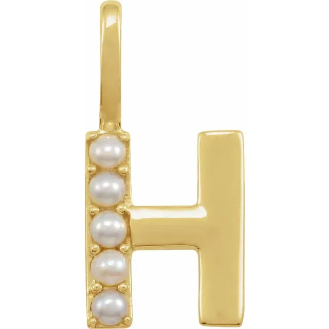 Mini pearls initial charmpendant