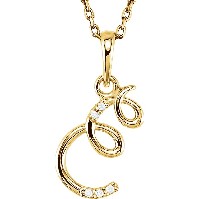 14K Yellow .03 CTW Natural Diamond Initial Necklace