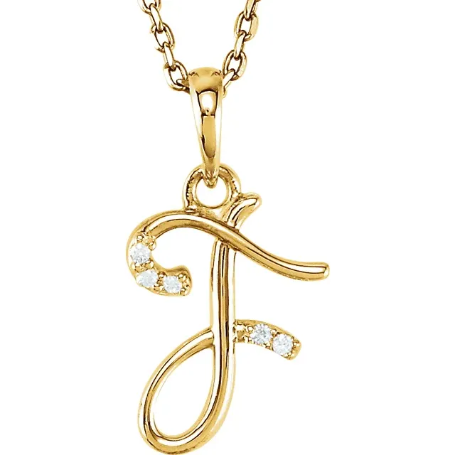 14K Yellow .03 CTW Natural Diamond Initial Necklace