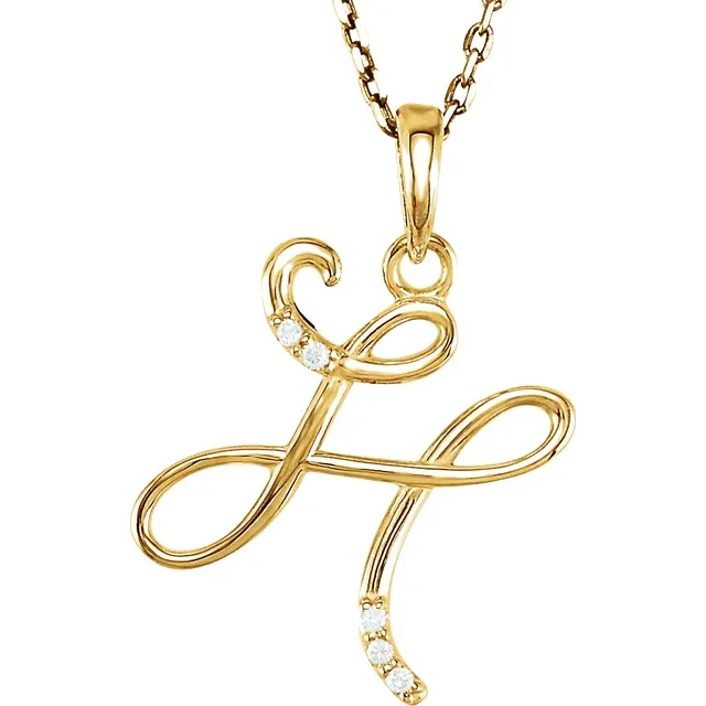 14K Yellow .03 CTW Natural Diamond Initial Necklace