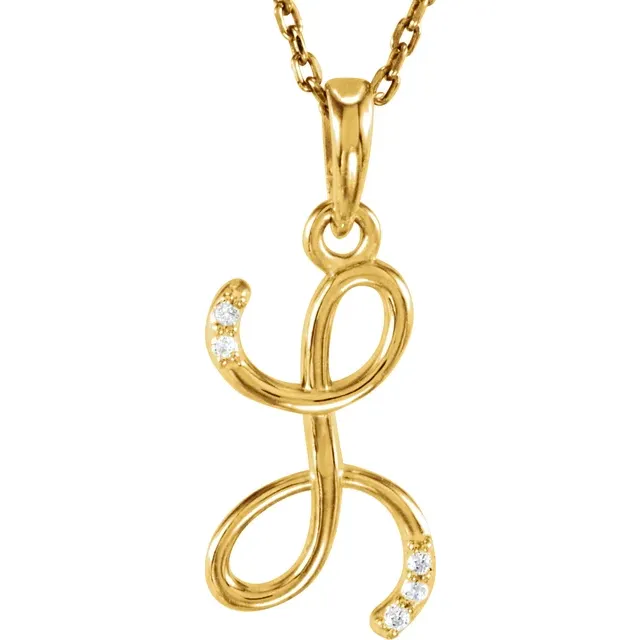 14K Yellow .03 CTW Natural Diamond Initial Necklace