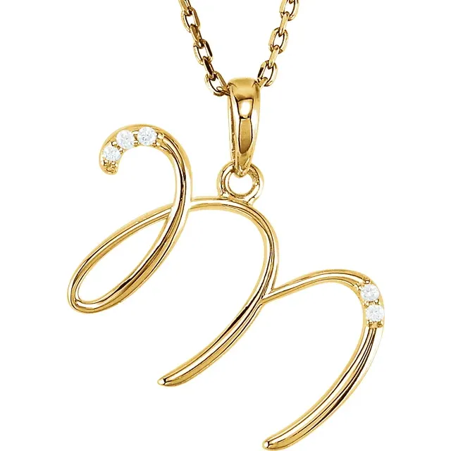 14K Yellow .03 CTW Natural Diamond Initial Necklace