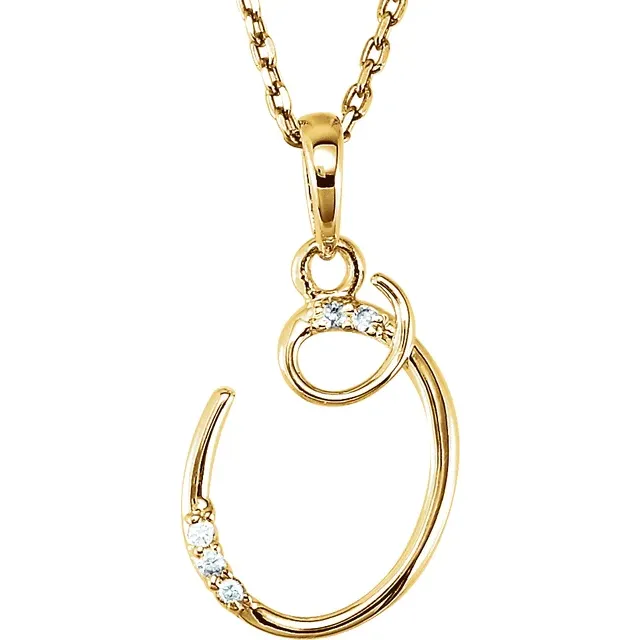 14K Yellow .03 CTW Natural Diamond Initial Necklace