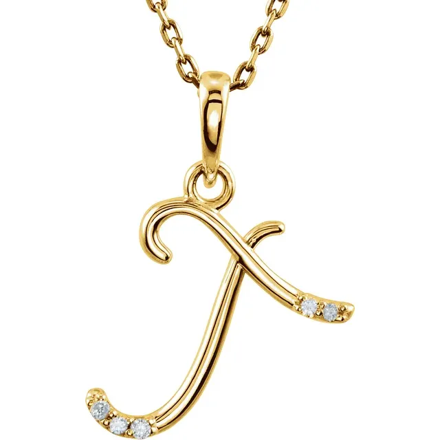 14K Yellow .03 CTW Natural Diamond Initial Necklace