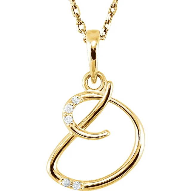 14K Yellow .03 CTW Natural Diamond Initial Necklace