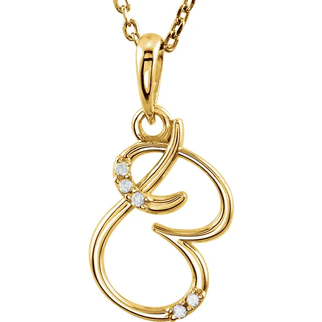 14K Yellow .03 CTW Natural Diamond Initial Necklace