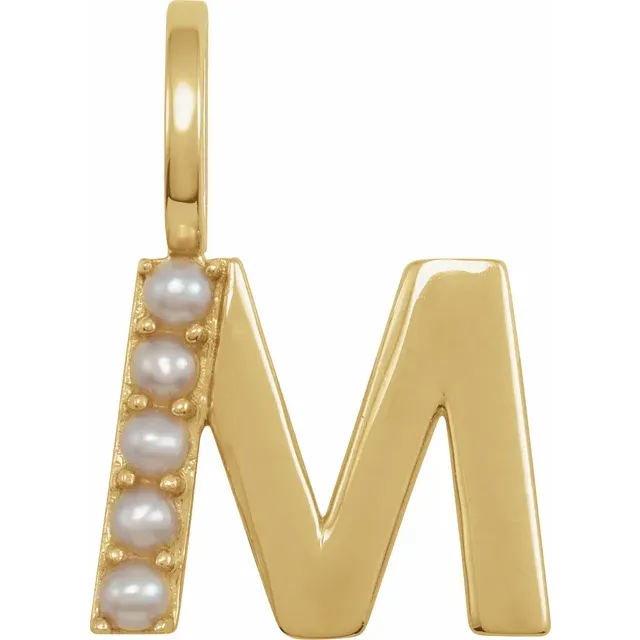 Mini pearls initial charmpendant