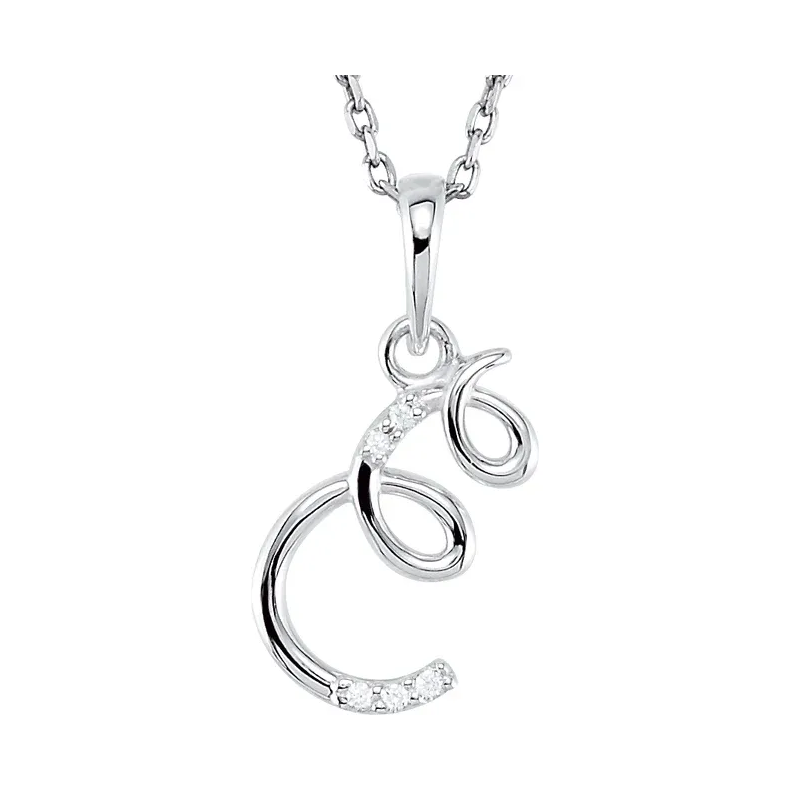 14K Yellow .03 CTW Natural Diamond Initial Necklace