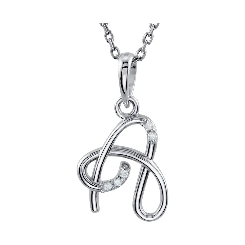 14K Yellow .03 CTW Natural Diamond Initial Necklace