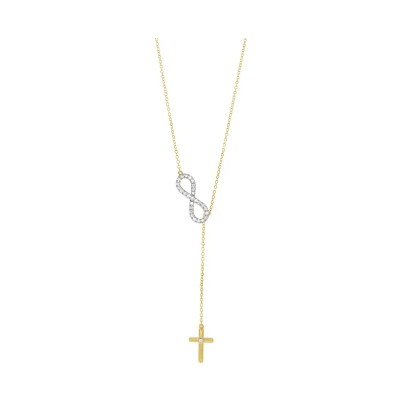 Diamond Infinity-Inspired Cross 16-18" Necklace