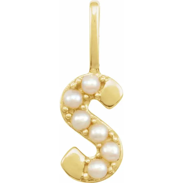 Mini pearls initial charmpendant