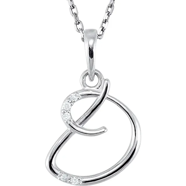 14K Yellow .03 CTW Natural Diamond Initial Necklace