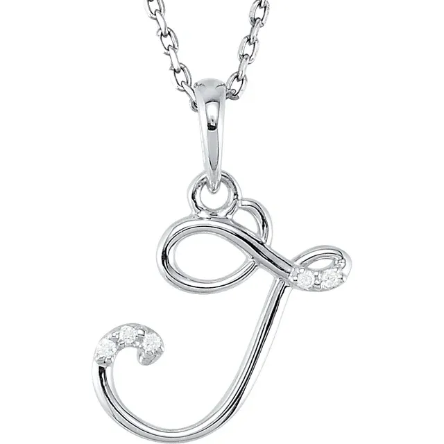 14K Yellow .03 CTW Natural Diamond Initial Necklace