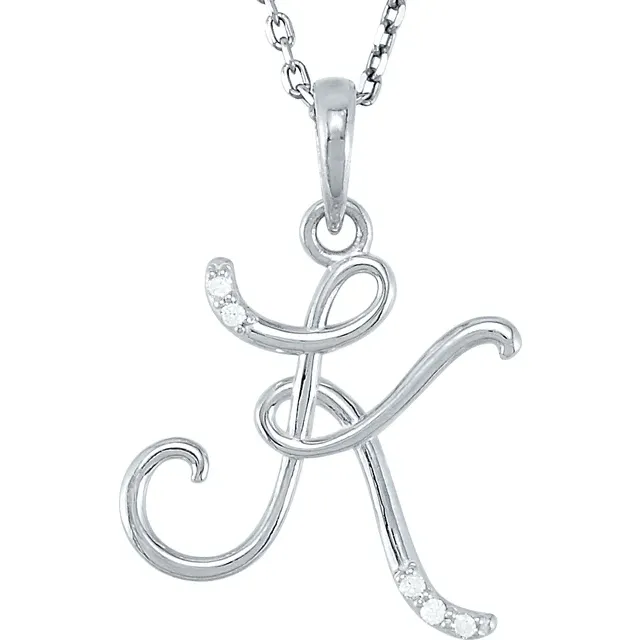 14K Yellow .03 CTW Natural Diamond Initial Necklace
