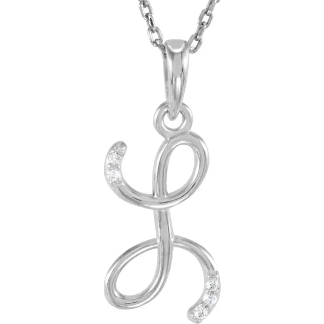 14K Yellow .03 CTW Natural Diamond Initial Necklace