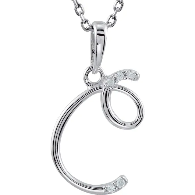 14K Yellow .03 CTW Natural Diamond Initial Necklace