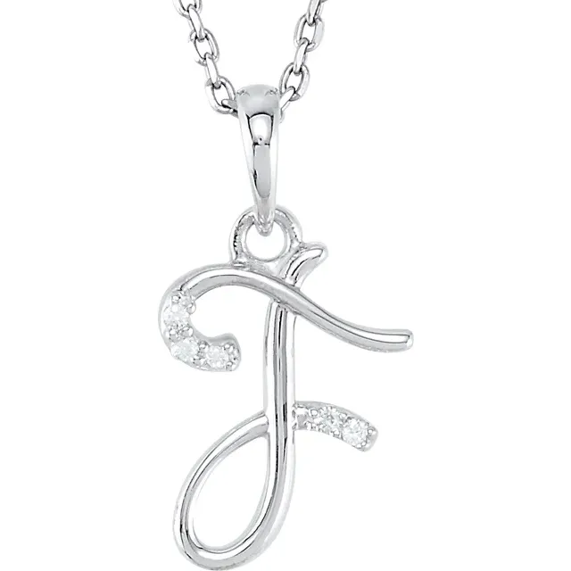 14K Yellow .03 CTW Natural Diamond Initial Necklace