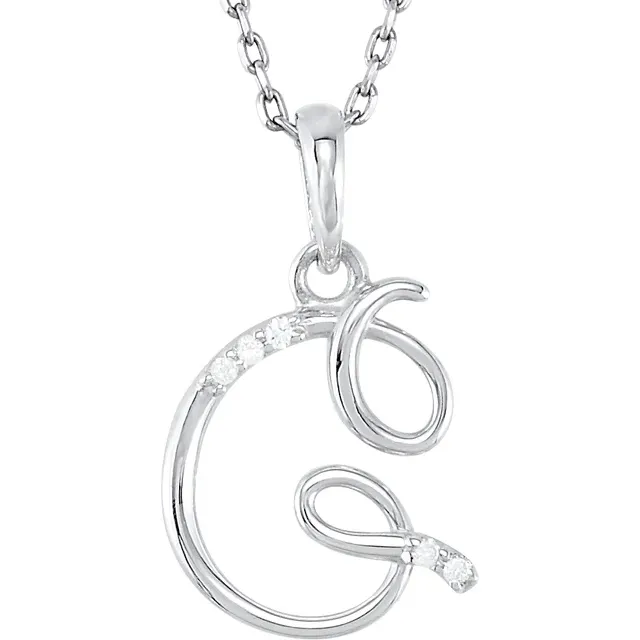 14K Yellow .03 CTW Natural Diamond Initial Necklace