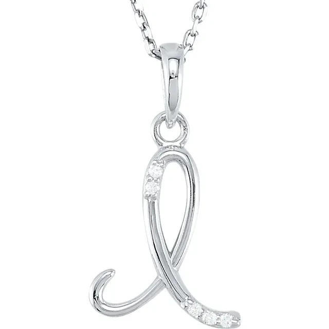 14K Yellow .03 CTW Natural Diamond Initial Necklace