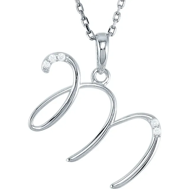 14K Yellow .03 CTW Natural Diamond Initial Necklace