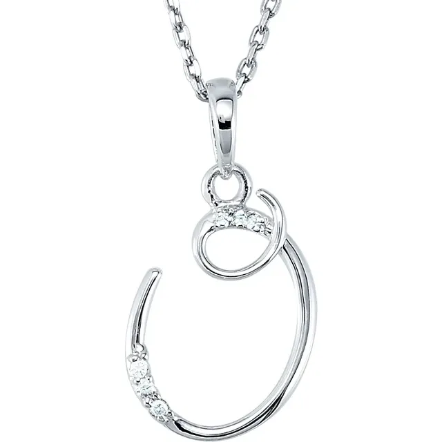 14K Yellow .03 CTW Natural Diamond Initial Necklace