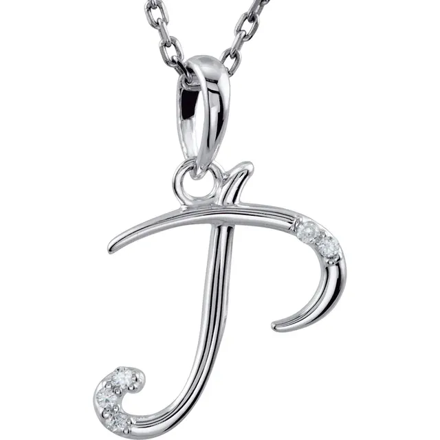 14K Yellow .03 CTW Natural Diamond Initial Necklace