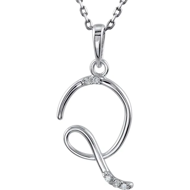 14K Yellow .03 CTW Natural Diamond Initial Necklace