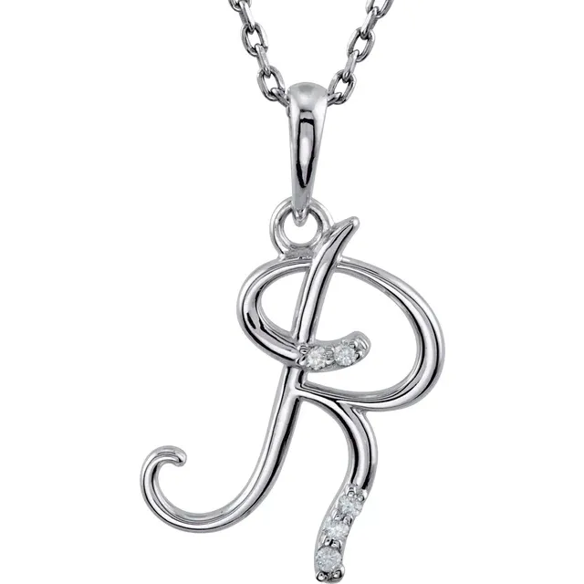 14K Yellow .03 CTW Natural Diamond Initial Necklace