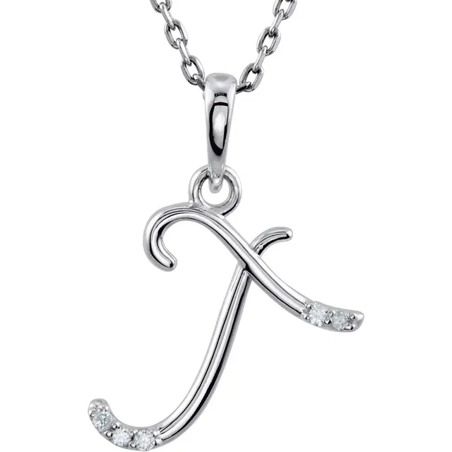 14K Yellow .03 CTW Natural Diamond Initial Necklace