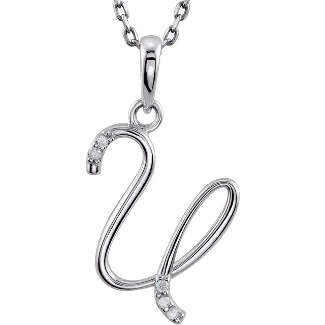 14K Yellow .03 CTW Natural Diamond Initial Necklace