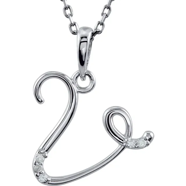 14K Yellow .03 CTW Natural Diamond Initial Necklace