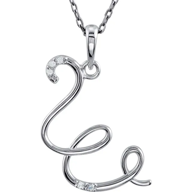 14K Yellow .03 CTW Natural Diamond Initial Necklace