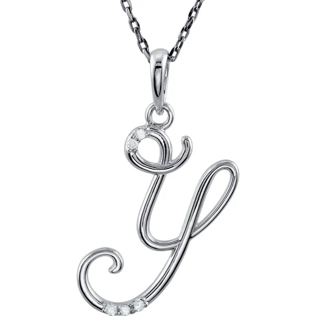 14K Yellow .03 CTW Natural Diamond Initial Necklace